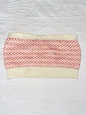 aerie Cream Tube Top with Red Net Stitch Detail
